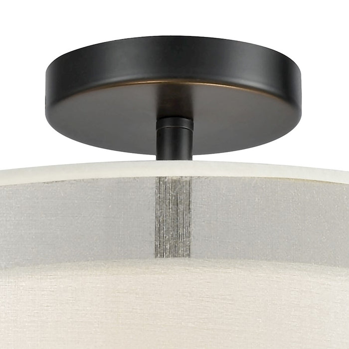 ELK Lighting Ashland 2-Light Semi Flush, Black/Organza White