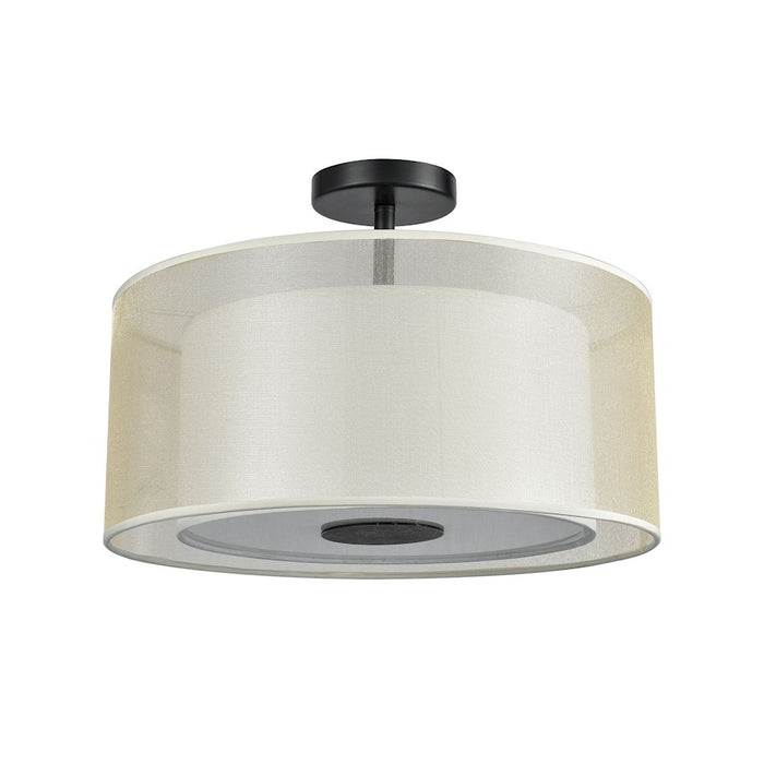 ELK Lighting Ashland 2-Light Semi Flush, Black/Organza White