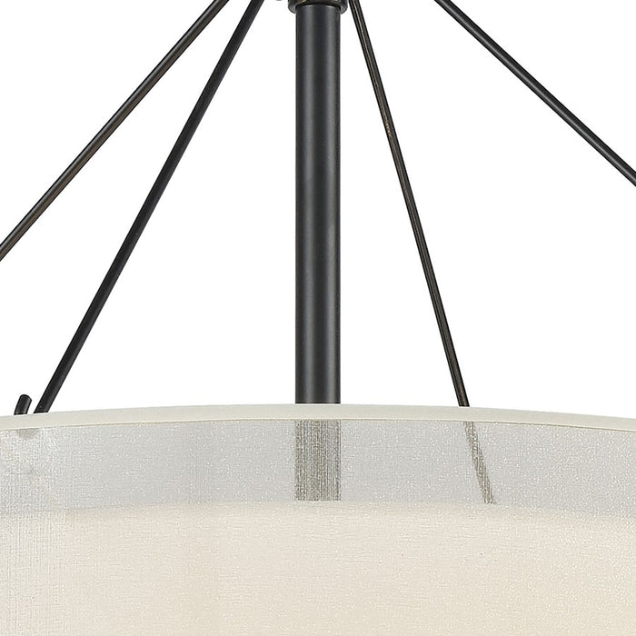 ELK Lighting Ashland 5-Light Chandelier, Black/Organza White