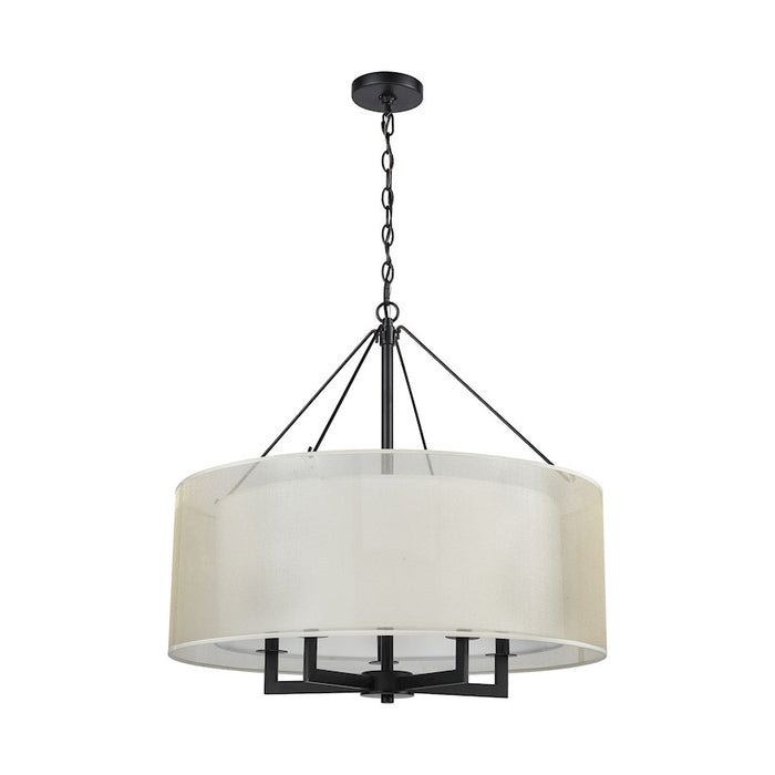 ELK Lighting Ashland 5-Light Chandelier, Black/Organza White