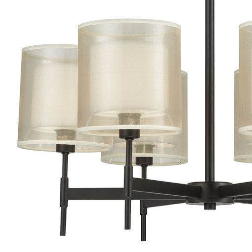ELK Lighting Ashland 6-Light Chandelier, Black/Organza White Shades