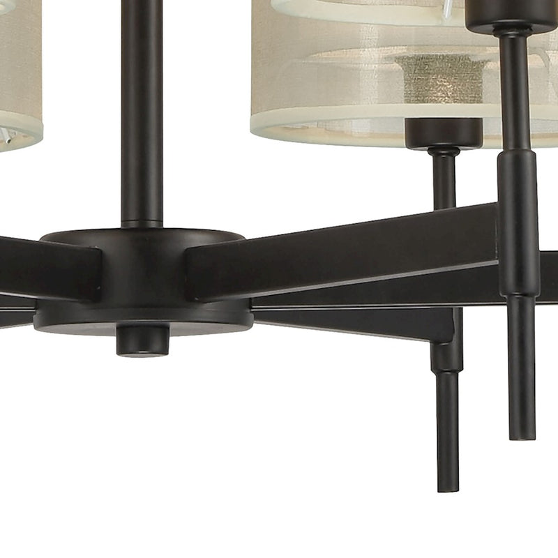 ELK Lighting Ashland 6-Light Chandelier, Black/Organza White Shades