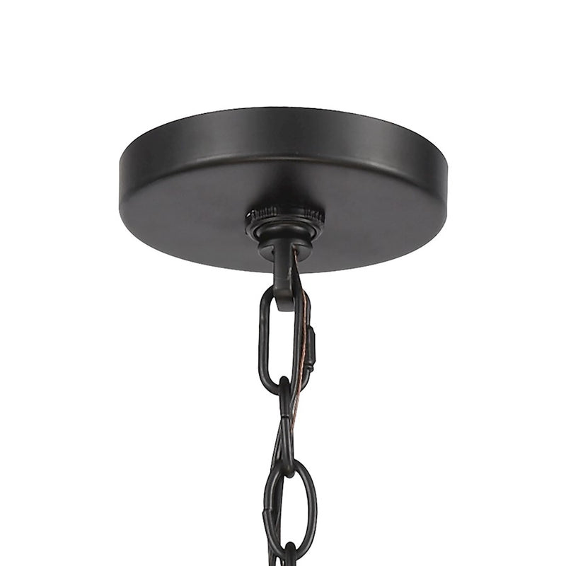 ELK Lighting Ashland 6-Light Chandelier, Black/Organza White Shades