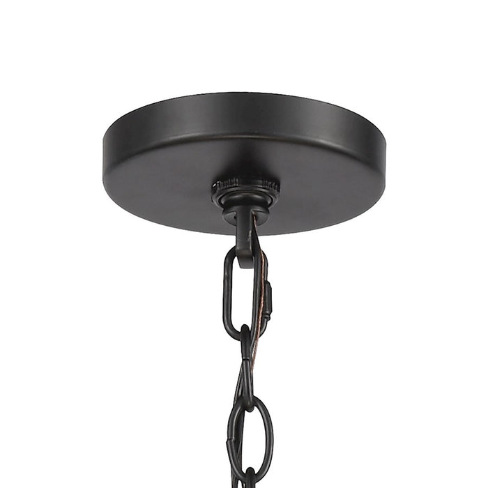 ELK Lighting Ashland 6-Light Chandelier, Black/Organza White Shades