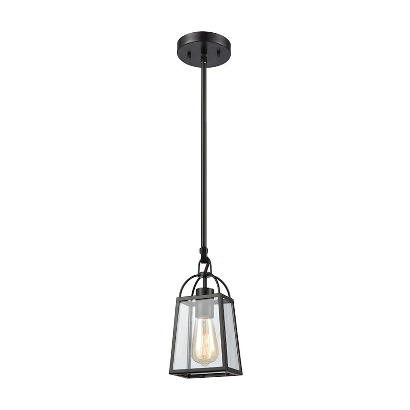 ELK Lighting Barnside 1-Light Mini Pendant, Bronze/Clear Panels