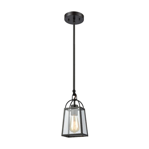 ELK Lighting Barnside 1-Light Mini Pendant, Bronze/Clear Panels