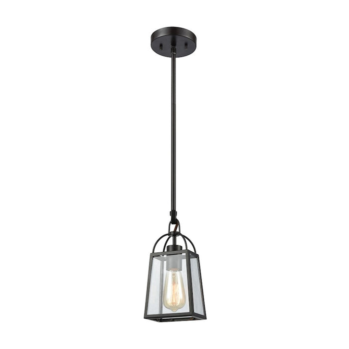 ELK Lighting Barnside 1-Light Mini Pendant, Bronze/Clear Panels