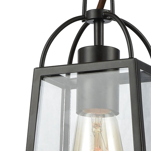 ELK Lighting Barnside 1-Light Mini Pendant, Bronze/Clear Panels