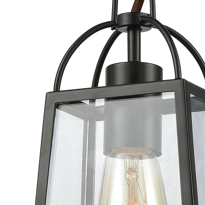 ELK Lighting Barnside 1-Light Mini Pendant, Bronze/Clear Panels