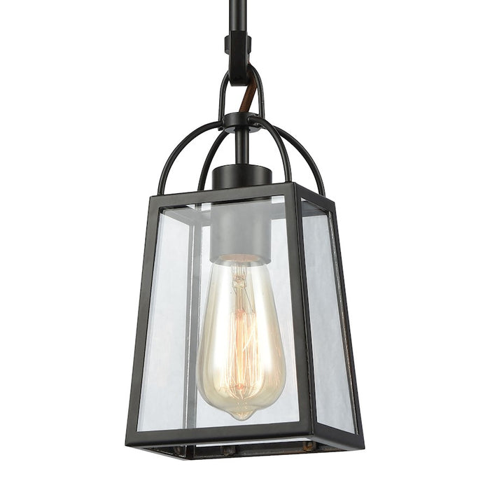 ELK Lighting Barnside 1-Light Mini Pendant, Bronze/Clear Panels
