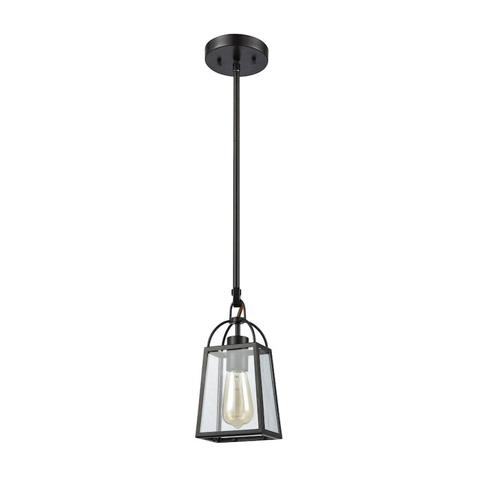 ELK Lighting Barnside 1-Light Mini Pendant, Bronze/Clear Panels