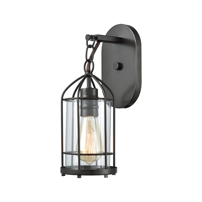 ELK Lighting Southwick 1-Light Wall Sconce, Bronze/Clear Blown Glass