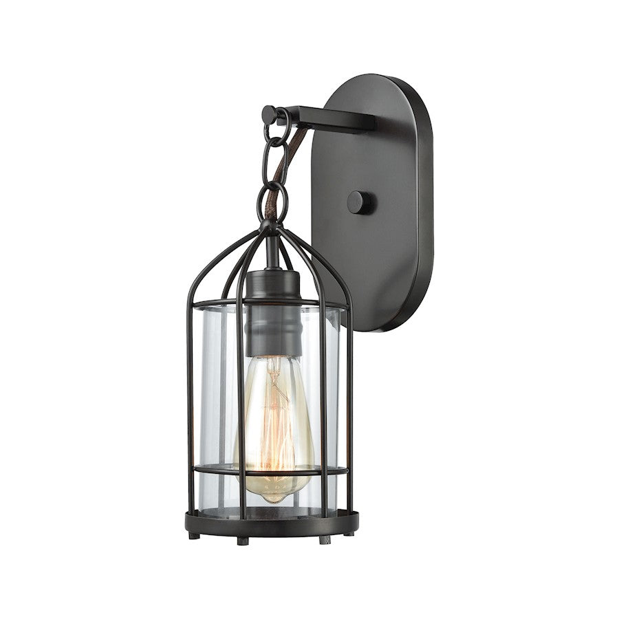 ELK Lighting Southwick 1-Light Wall Sconce, Bronze/Clear Blown Glass