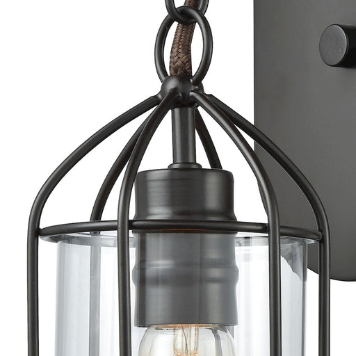 ELK Lighting Southwick 1-Light Wall Sconce, Bronze/Clear Blown Glass