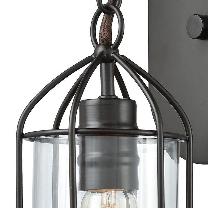 ELK Lighting Southwick 1-Light Wall Sconce, Bronze/Clear Blown Glass