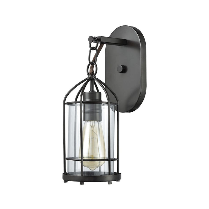 ELK Lighting Southwick 1-Light Wall Sconce, Bronze/Clear Blown Glass