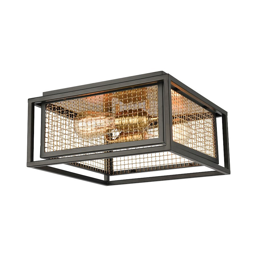 ELK Lighting Jarvis 2-Light Flush, Black & Brass/Brass