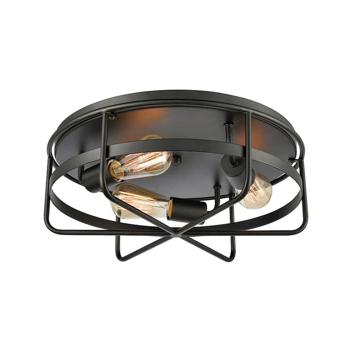 ELK Lighting Wickshire 3-Light Flush Mount, Matte Black
