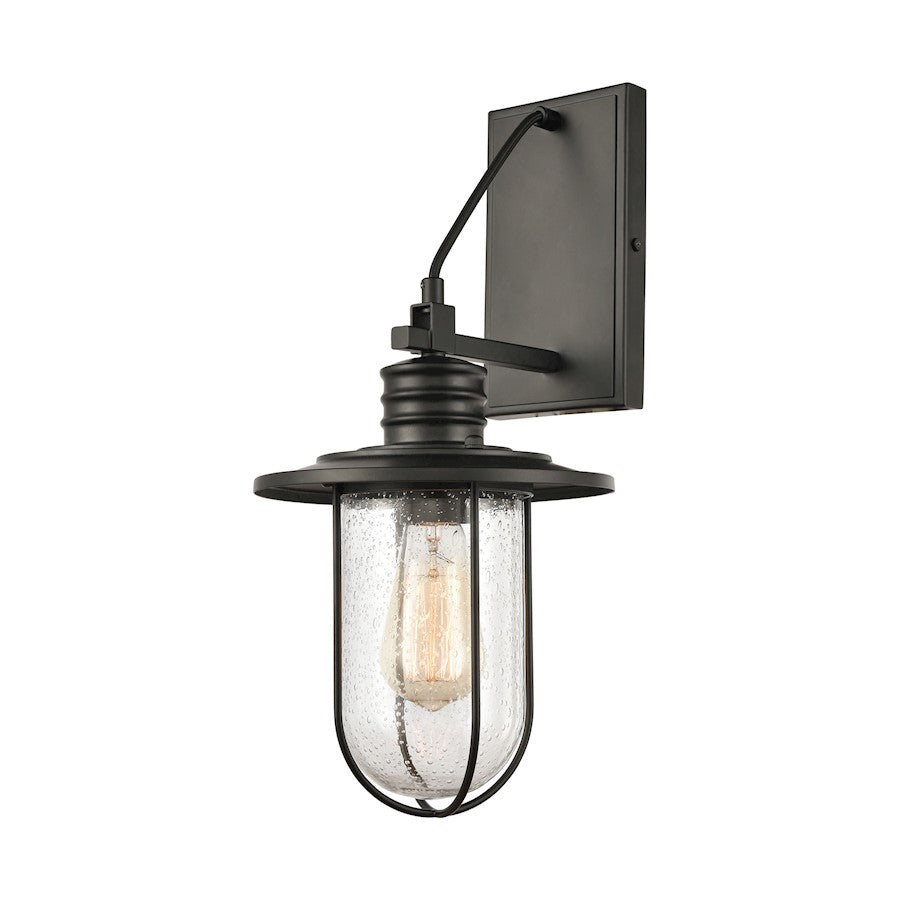ELK Lighting Lakeshore Drive 1-Light Sconce, Matte Black/Seedy Glass