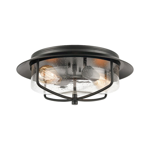 ELK Lighting Lakeshore Drive 2-Light Flush Mount, Black/Seedy Glass