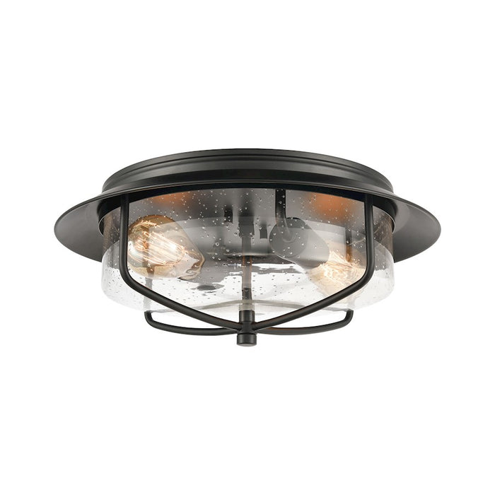 ELK Lighting Lakeshore Drive 2-Light Flush Mount, Black/Seedy Glass