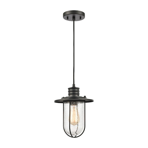 ELK Lighting Lakeshore Drive 1-Light Mini Pendant, Black/Seedy Glass