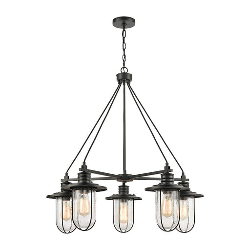 ELK Lighting Lakeshore Drive Chandelier, Black/Seedy Glass