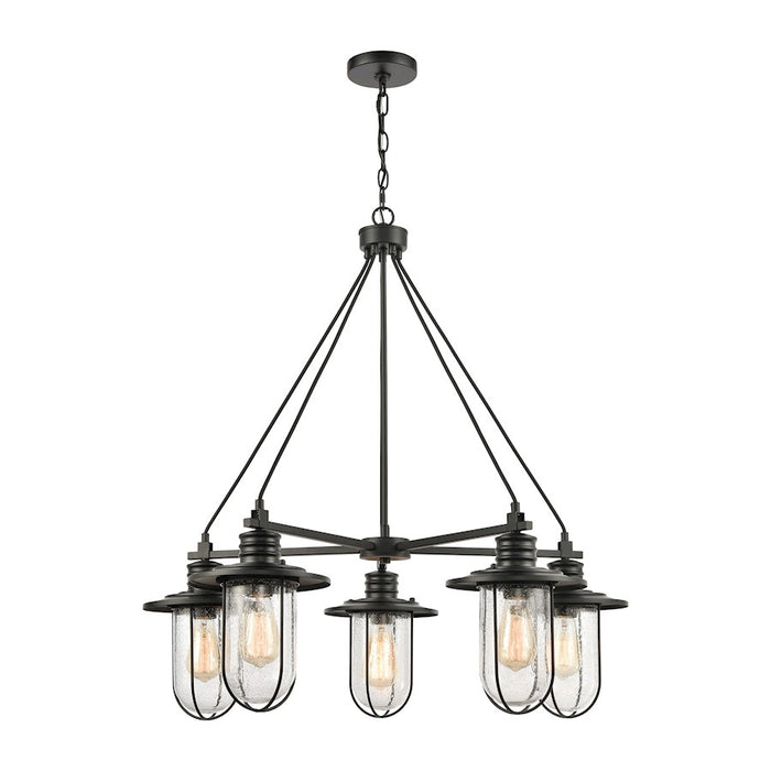 ELK Lighting Lakeshore Drive Chandelier, Black/Seedy Glass