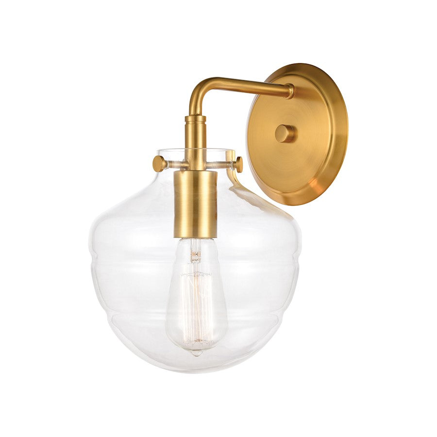 ELK Lighting Manhattan Boutique 1-Light 9" Sconce, Brushed Brass/Clear