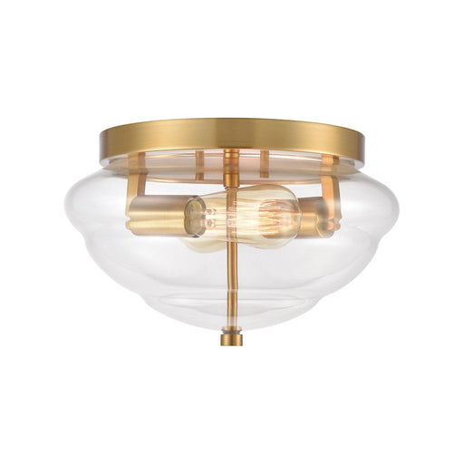 ELK Lighting Manhattan Boutique 2-Light 12" Flush, Brushed Brass/Clear