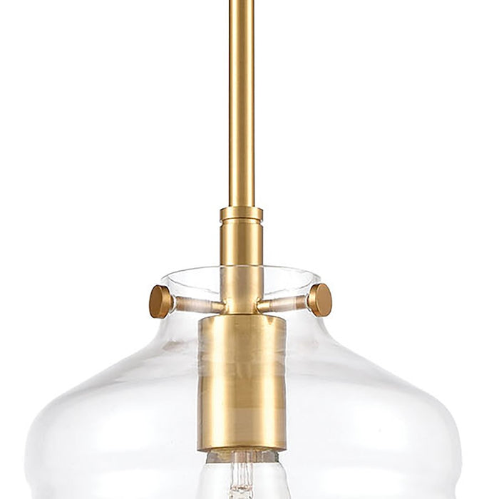 ELK Lighting Manhattan Boutique 8" 1-Light Mini Pendant, Brass/Clear