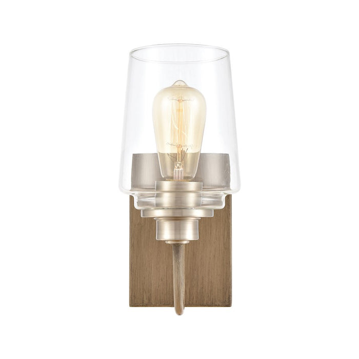 ELK Lighting Bakersfield Wall Sconce Light, Light Wood/Clear Glass