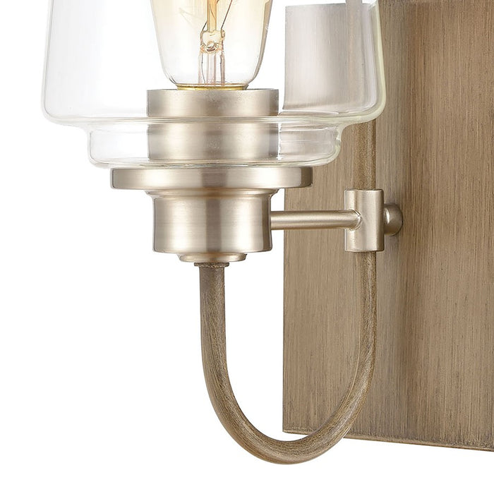 ELK Lighting Bakersfield Wall Sconce Light, Light Wood/Clear Glass