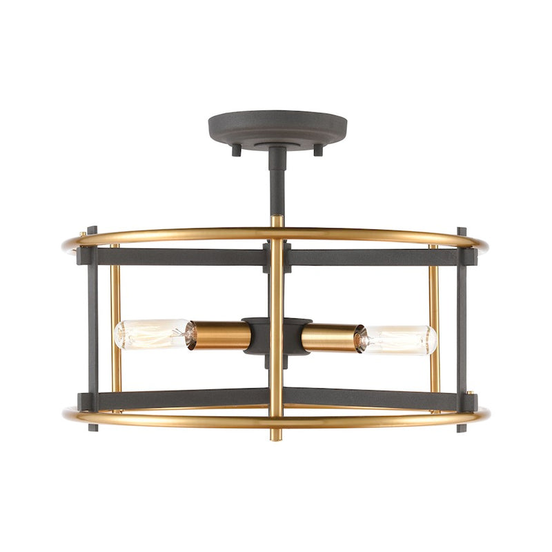 ELK Lighting Millington 3-Light Semi Flush Mount, Charcoal