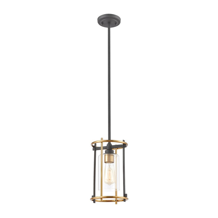 ELK Lighting Millington 1-Light Mini Pendant, Charcoal/Clear Glass