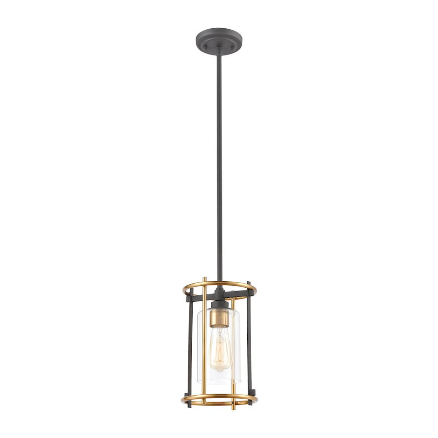 ELK Lighting Millington 1-Light Mini Pendant, Charcoal/Clear Glass