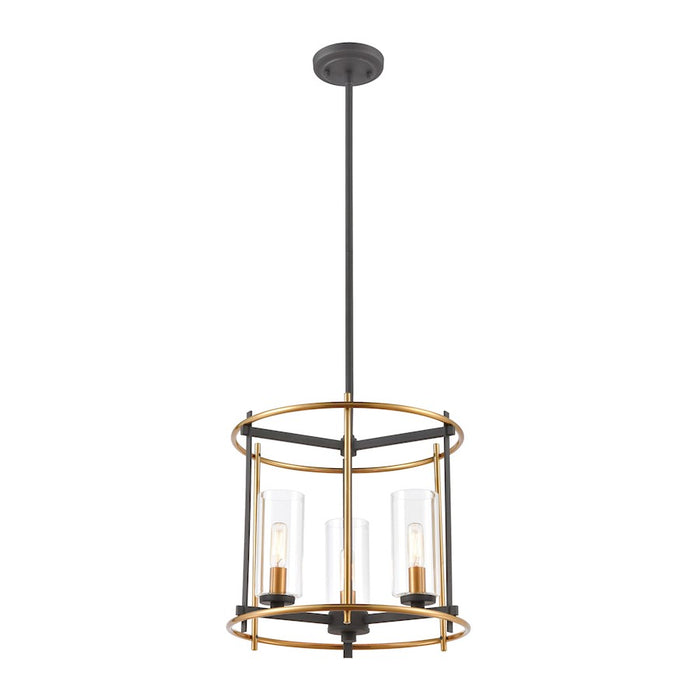 ELK Lighting Millington 3-Light Pendant, Charcoal/Clear Glass