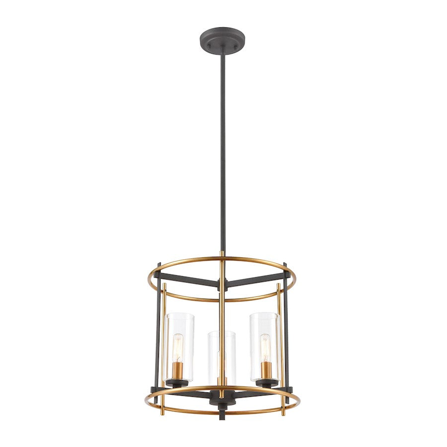 ELK Lighting Millington 3-Light Pendant, Charcoal/Clear Glass