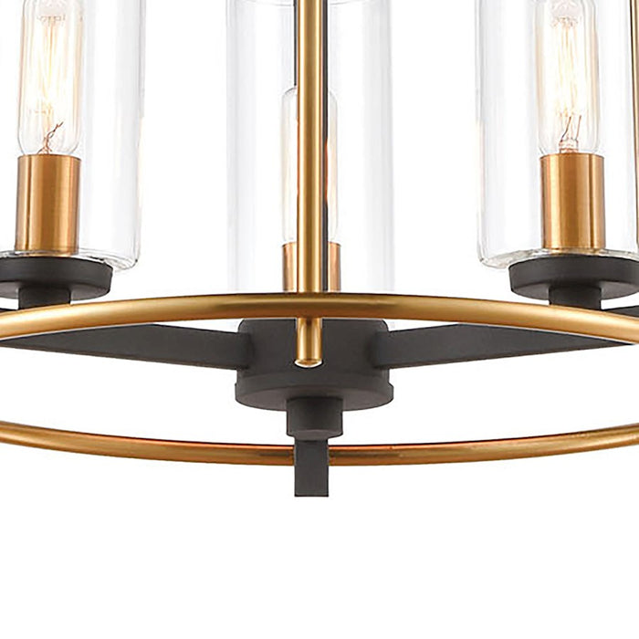 ELK Lighting Millington 3-Light Pendant, Charcoal/Clear Glass