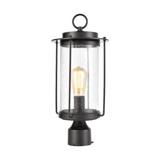 ELK Lighting Devonshire 1-Light Post Mount, Matte Black/Seedy Glass