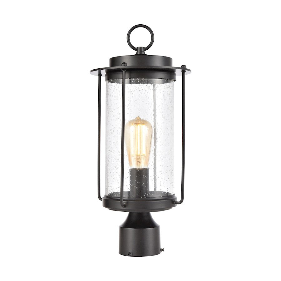 ELK Lighting Devonshire 1-Light Post Mount, Matte Black/Seedy Glass