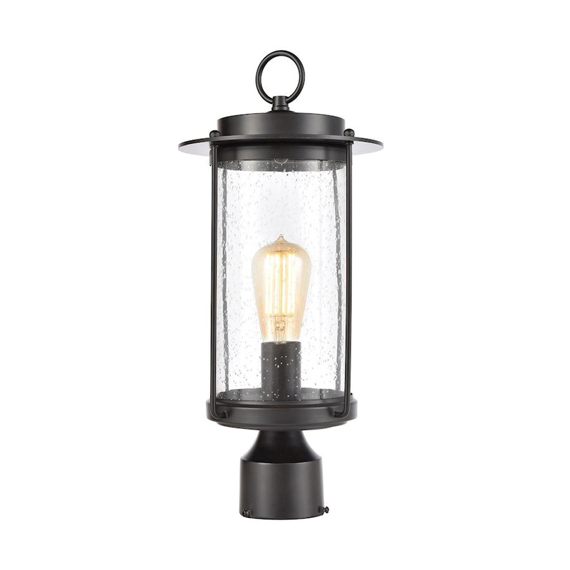 ELK Lighting Devonshire 1-Light Post Mount, Matte Black/Seedy Glass