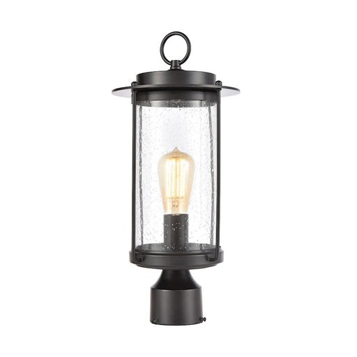 ELK Lighting Devonshire 1-Light Post Mount, Matte Black/Seedy Glass