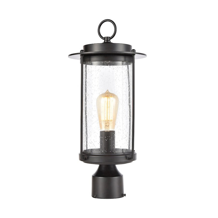 ELK Lighting Devonshire 1-Light Post Mount, Matte Black/Seedy Glass