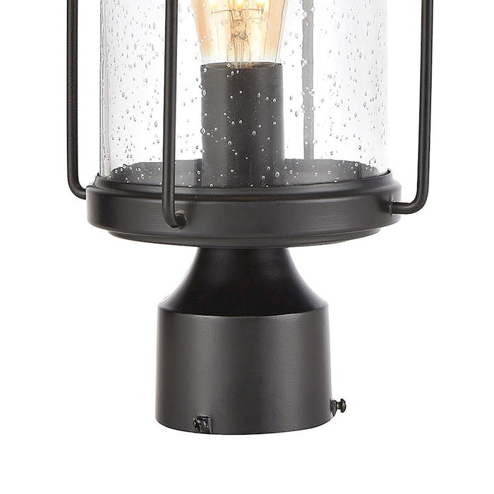 ELK Lighting Devonshire 1-Light Post Mount, Matte Black/Seedy Glass