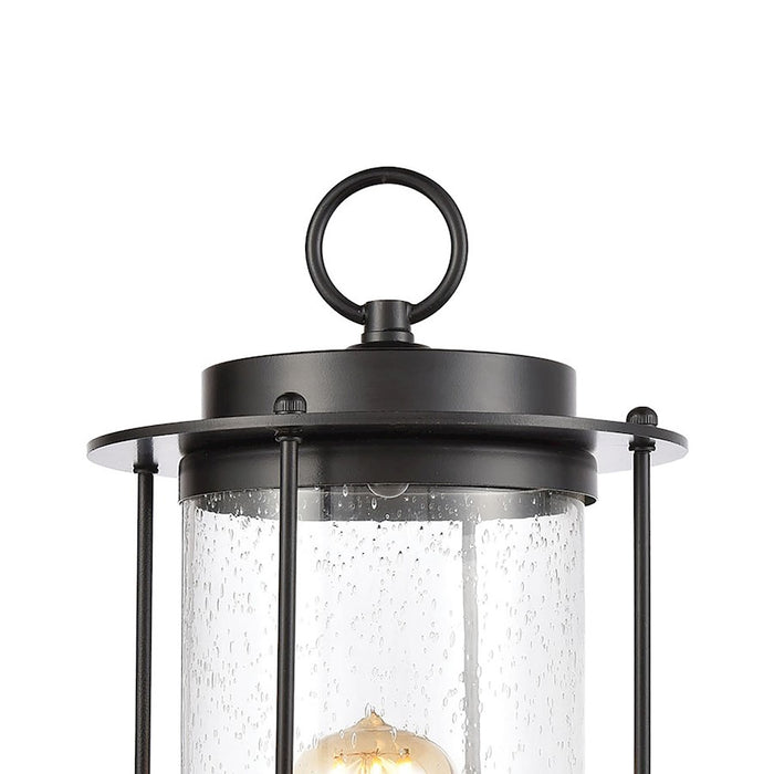 ELK Lighting Devonshire 1-Light Post Mount, Matte Black/Seedy Glass
