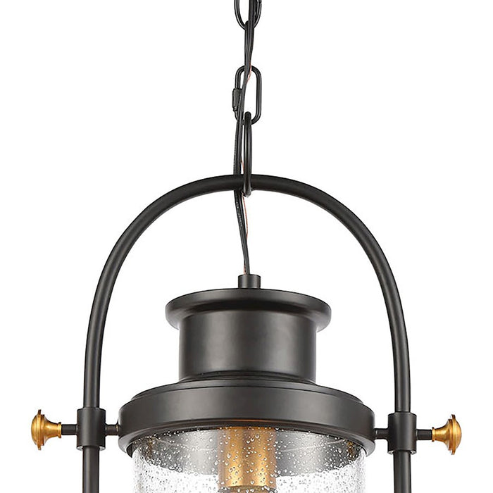 ELK Lighting Wexford 1-Light Hanging, Matte Black/Seedy Glass