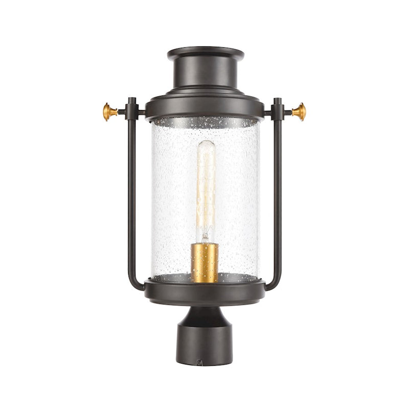 ELK Lighting Wexford 1-Light Post Mount, Matte Black/Seedy Glass
