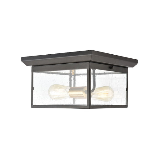 ELK Lighting Knowlton 2-Light Flush Mount, Matte Black/Seedy Glass
