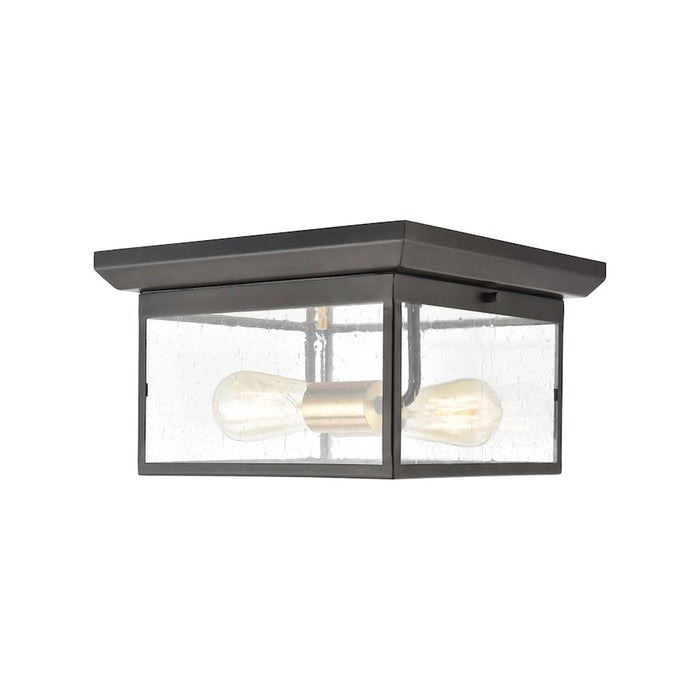 ELK Lighting Knowlton 2-Light Flush Mount, Matte Black/Seedy Glass